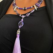 Украшения handmade. Livemaster - original item Amethyst necklace with a brush, stylish women`s jewelry to buy, boho. Handmade.