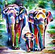 Elephans Landscape oil painting on canvas Tropical animal painting, Pictures, Petrozavodsk,  Фото №1