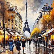 Картины и панно handmade. Livemaster - original item Painting Autumn in Paris. Evening city, city landscape. Handmade.