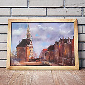 Картины и панно handmade. Livemaster - original item The urban landscape of the Netherlands (red violet picture). Handmade.