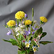 Букет полевых цветов из полимерной глины