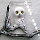Order Brooch Owl polar white felted wool. Woolen Zoo. Livemaster. . Felted Toy Фото №3