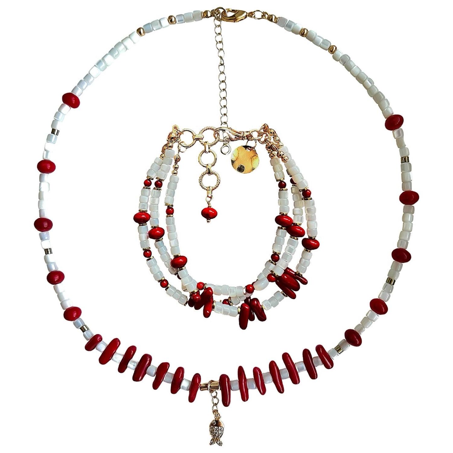 Комплект украшений ручной работы «Океания» из натуральных камней в ...