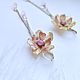 Pink Apricot Flower earrings with crystal drops, Earrings, Voronezh,  Фото №1