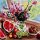  натюрморт с цветами и фруктами, Картины, Омск,  Фото №1