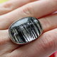 Ring with quartz-hair stone 'Graphics', silver, tourmaline quartz. Rings. EdGems jewerly. My Livemaster. Фото №4