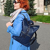 Сумки и аксессуары handmade. Livemaster - original item Backpacks: Backpack leather womens blue Belcanto Mod SR34-161. Handmade.