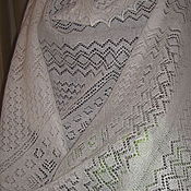 Ажурная белая шаль Эдельвейс из суперкид мохера, пуха альпака, шелка