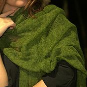 Аксессуары ручной работы. Ярмарка Мастеров - ручная работа Wraps: Kid mohair stole knitted scarf women`s green melange. Handmade.
