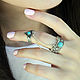 Double Ring with Chains Ethno Turquoise Silver 925 SS0029. Rings. Sunny Silver. Online shopping on My Livemaster.  Фото №2