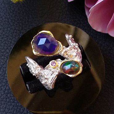 Украшения ручной работы. Ярмарка Мастеров - ручная работа Кольцо с опалами. Handmade.