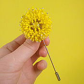 Украшения handmade. Livemaster - original item Yellow dandelion bead brooch, summer brooch. Handmade.