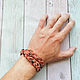 Leather bracelet Braided winding with engraving, Bead bracelet, Ulyanovsk,  Фото №1