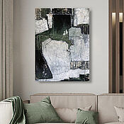 Картины и панно handmade. Livemaster - original item Painting abstraction geometry. The picture is white and green. Handmade.