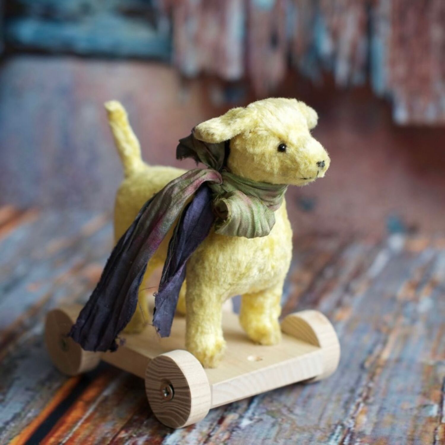 Little Dog vintage style on the wooden cart, Teddy Toys, Kazan,  Фото №1