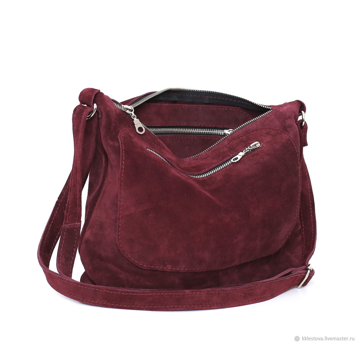 Maroon suede crossbody Bag with shoulder strap, Messenger Bag, Moscow,  Фото №1