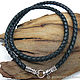 Order Choker Gaitan cord leather braided 8mm with wolf heads silver. Urbanstyle. Livemaster. . Chokers Фото №3