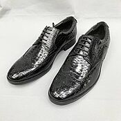 Обувь ручной работы handmade. Livemaster - original item Brogues made of genuine crocodile leather, black color, custom made!. Handmade.