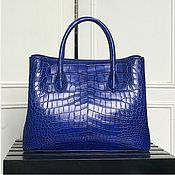 Сумки и аксессуары handmade. Livemaster - original item Women`s shopping bag, crocodile leather, in dark blue.. Handmade.