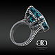 Luxurious ring with Topaz London Blue 23.50 Carat, CZ. Solid silver, Rings, Moscow,  Фото №1