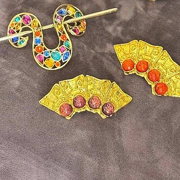 Винтаж ручной работы. Ярмарка Мастеров - ручная работа Заколка в форме веера YSL. Handmade.