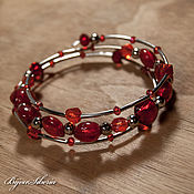 Украшения handmade. Livemaster - original item Multi-row bracelet on memory wire made of lampwork beads red. Handmade.