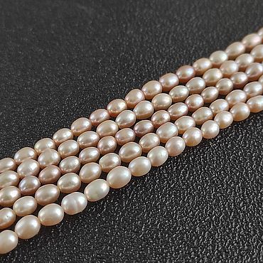 Украшения ручной работы. Ярмарка Мастеров - ручная работа 6х4.5 мм Жемчуг розовый рис, нить 37 см. Handmade.