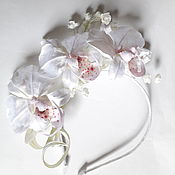 Украшения handmade. Livemaster - original item Headbands: White silk orchids.. Handmade.