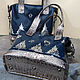 Solemn and noble combination of blue and silver makes these bags elegant and festive.
