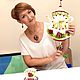 Заказать Часы фьюзинг с маятником Чайник с гранатами фьюзинг. Элеонора Саунина Фьюзинг. Ярмарка Мастеров. . Часы классические Фото №3