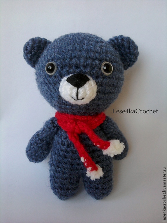 Синий мишка крючком купить в интернет-магазине Ярмарка Мастеров по цене ...