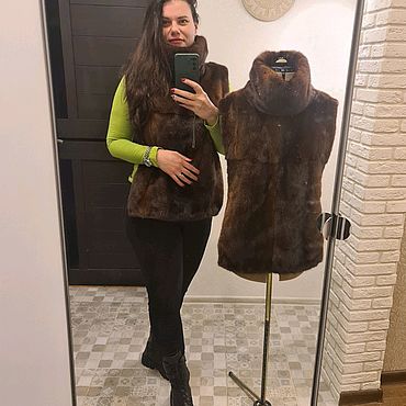 Аксессуары ручной работы. Ярмарка Мастеров - ручная работа Манишка из норки орех. Handmade.