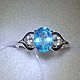 Кольцо с природным апатитом параиба и белыми сапфирами, 925. Кольца. OLVIKSOL JEWELRY STORE. Ярмарка Мастеров.  Фото №5