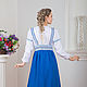 Order Russian linen blouse in brown (blue pattern). ivankaclub (ivankaclub). Livemaster. . Blouses Фото №3
