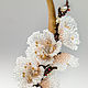 Hairbow with beaded blooming apricot tree brunch. Japanese and czech microbeads, freshwater pearls.