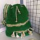 Green bag-bag in the style of 'boho' made of natural jute, Bucketbag, Voronezh,  Фото №1