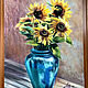 Sunflowers in blue. Original. Pastel. Pictures. Valeria Akulova ART. Online shopping on My Livemaster.  Фото №2
