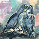 Pigeons watercolor painting, 18h18 cm, Two, Lovers, Couple. Pictures. myfoxyart (MyFoxyArt). Online shopping on My Livemaster.  Фото №2
