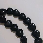 Материалы для творчества handmade. Livemaster - original item Black onyx. Beads-hearts 20 mm. Handmade.