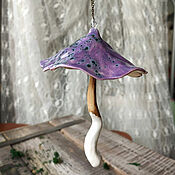 Для дома и интерьера handmade. Livemaster - original item Pendants: ceramic mushroom purple. Handmade.