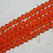 Материалы для творчества handmade. Livemaster - original item Biconuses 3 mm 60 pcs on a string Orange. Handmade.