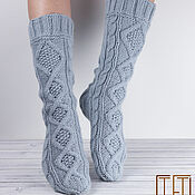 Аксессуары handmade. Livemaster - original item Knitted socks with arans, merino/alpaca. Handmade.