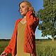 Women's knitted cardigan summer cotton orange Boho style in stock, Cardigans, Yoshkar-Ola,  Фото №1