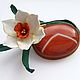 Brooch leather daffodil with carnelian. Brooches. Shagree (Shagree). Online shopping on My Livemaster.  Фото №2