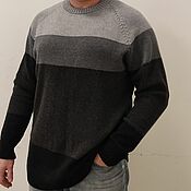 Мужская одежда handmade. Livemaster - original item The sweater is grey with a color transition. Handmade.