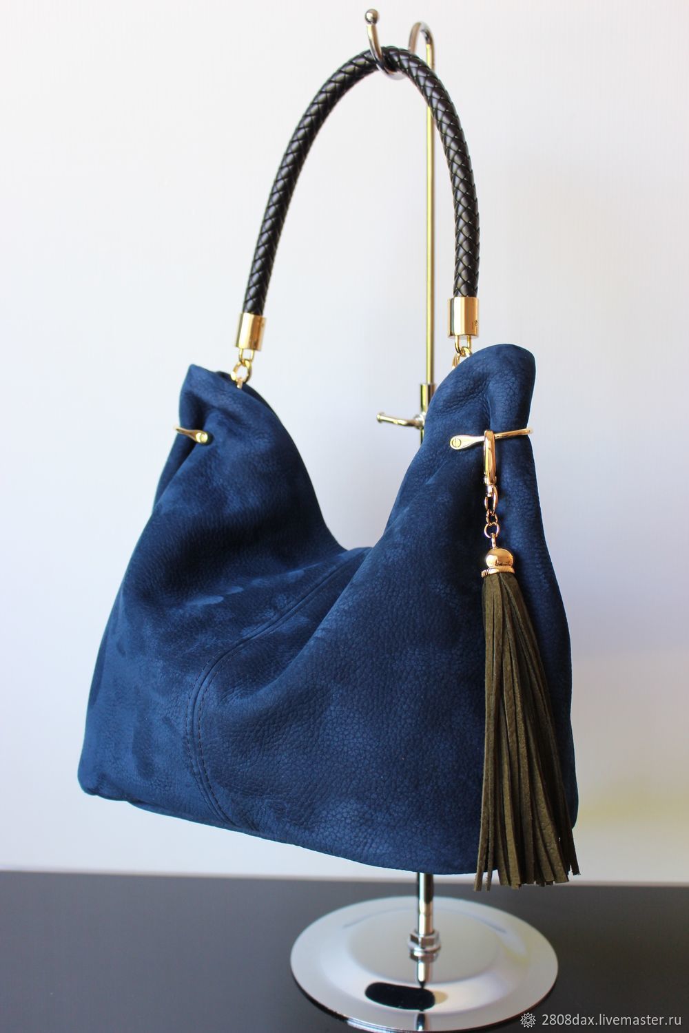 Granville Blue Suede Handbag With Tassel Hobo Bag Online On Granville Blue Suede Handbag With Tassel Hobo Bag