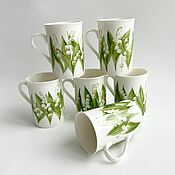 Посуда handmade. Livemaster - original item Mugs and cups: Lily of the valley mugs 6 pcs. Handmade.