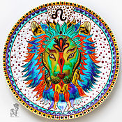 Картины и панно handmade. Livemaster - original item Zodiac sign Leo - plate on the wall - a gift to lions. Handmade.