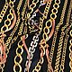 Plat ' Vertical chains with orange ribbon on black», Fabric, Taganrog,  Фото №1