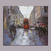 Картины и панно handmade. Livemaster - original item a red tram. Oil painting. Handmade.